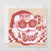 Retro Kerstman Merry Bright Groovy Kerstkaart (Voorkant)
