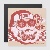 Retro Kerstman Merry Bright Groovy Kerstmagneet  (Voorkant / Achterkant)