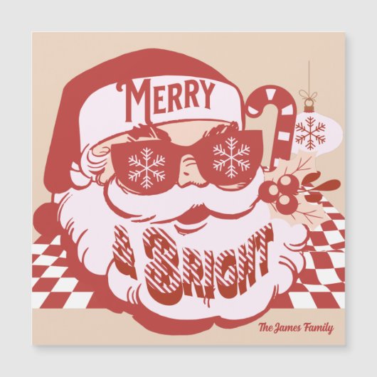 Retro Kerstman Merry Bright Groovy Kerstmagneet  (Voorkant)