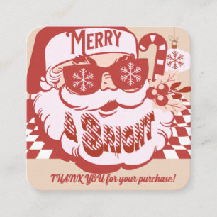 Retro Kerstman Merry Bright Kerstmis Dank Je Vierkante Visitekaartje