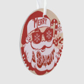 Retro Kerstman Merry Bright Kerstmis Roze Rood     Ornament (voorkant)