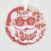 Retro Kerstman Merry Bright Kerstmis Roze Rood     Ornament (achterkant)