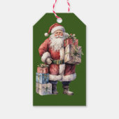Retro  Kerstman met Aangename Geschenken Cadeaulabel (Voorkant)