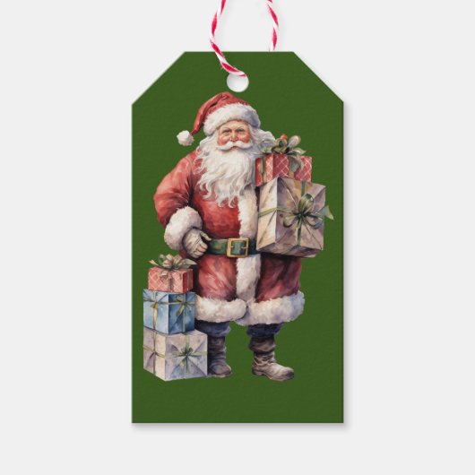 Retro  Kerstman met Aangename Geschenken Cadeaulabel (Voorkant)