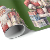 Retro  Kerstman met Aangename Geschenken Cadeaupapier (Rol Hoek)