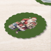 Retro Kerstman met Aangename Geschenken Kartonnen Onderzetters (Gekanteld)