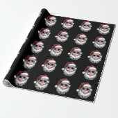 Retro Kerstman Met Bril Blaast Bubbel Kerstmis Cadeaupapier (Uitgerold)