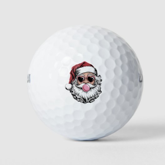 Retro Kerstman Met Bril Blaast Bubbel Kerstmis Golfballen (Voorkant)