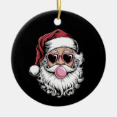 Retro Kerstman Met Bril Blaast Bubbel Kerstmis Keramisch Ornament (Voorkant)
