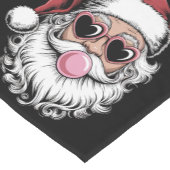 Retro Kerstman Met Bril Blaast Bubbel Kerstmis Korte Tafelloper (Hoek)