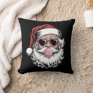 Retro Kerstman Met Bril Blaast Bubbel Kerstmis Kussen