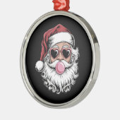 Retro Kerstman Met Bril Blaast Bubbel Kerstmis  Metalen Ornament (Links)