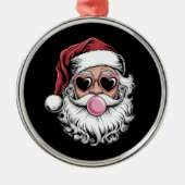 Retro Kerstman Met Bril Blaast Bubbel Kerstmis  Metalen Ornament (Voorkant)