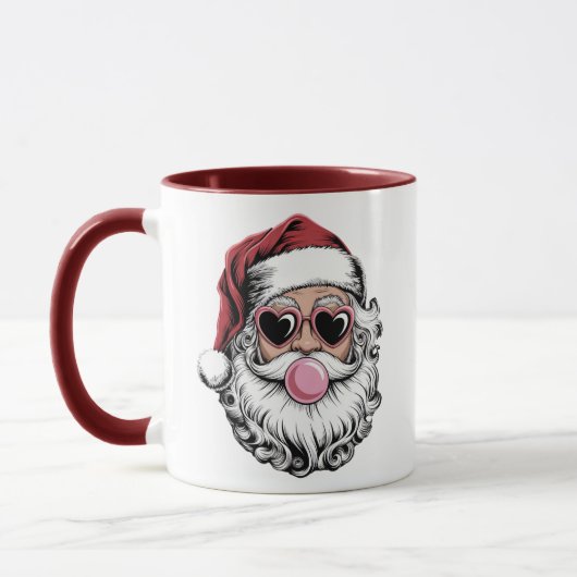 Retro Kerstman Met Bril Blaast Bubbel Kerstmis Mok (Links)