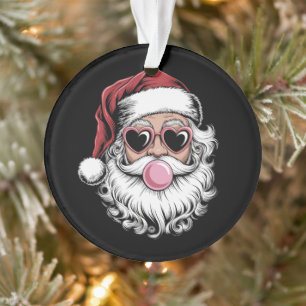 Retro Kerstman Met Bril Blaast Bubbel Kerstmis Ornament