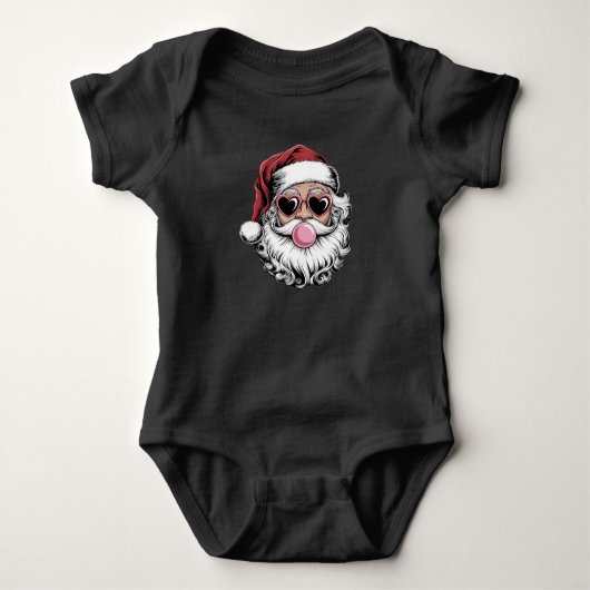 Retro Kerstman Met Bril Blaast Bubbel Kerstmis  Romper (Voorkant)