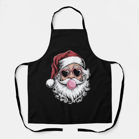 Retro Kerstman Met Bril Blaast Bubbel Kerstmis Schort (Voorkant)