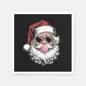Retro Kerstman Met Bril Blaast Bubbel Kerstmis Servet (Voorkant)