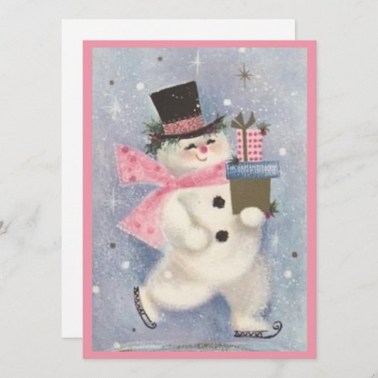  Retro kerstman met cadeaus Feestdagenkaart (Voorkant / Achterkant)