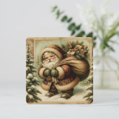 Retro Kerstman met cadeaus Feestdagenkaart (Staand voorkant)
