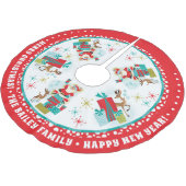 retro kerstman met cadeaus kerstboom rok (Gekanteld)