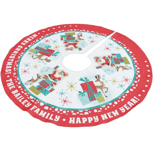 retro kerstman met cadeaus kerstboom rok (Gekanteld)