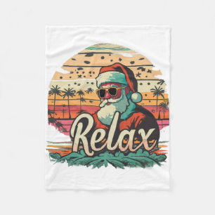 Retro Kerstman met een titel Relax Fleece Deken