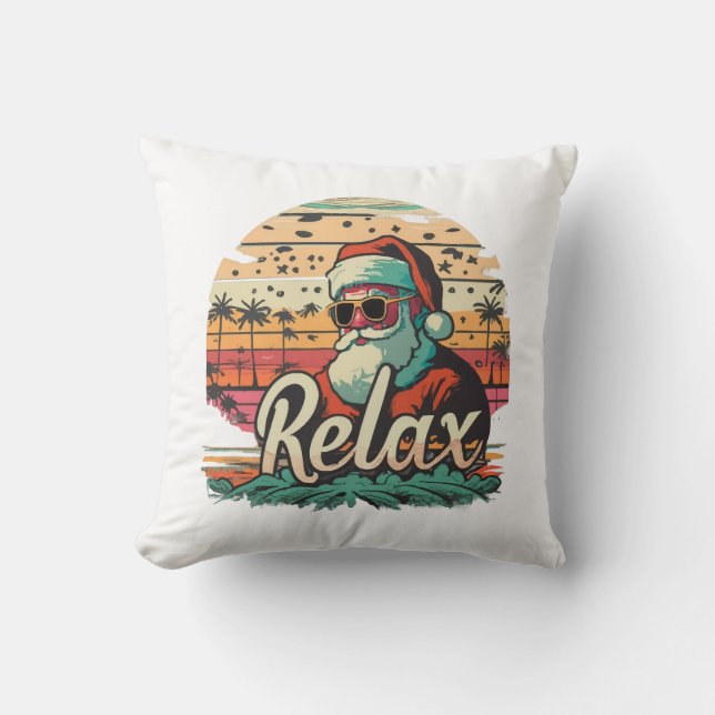 Retro Kerstman met een titel Relax Kussen (Voorkant)