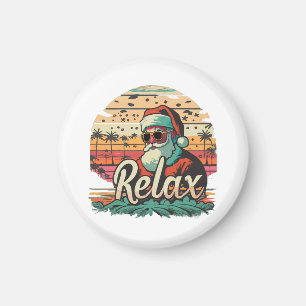 Retro Kerstman met een titel Relax Magneet