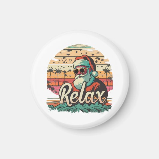 Retro Kerstman met een titel Relax Magneet (Voorkant)