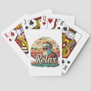 Retro Kerstman met een titel Relax Pokerkaarten