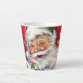 Retro Kerstman met Kerstboom Latte Mok (Voorkant)