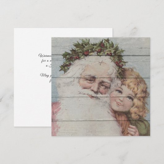 Retro | kerstman met kind feestdagenkaart (Voorkant / Achterkant)