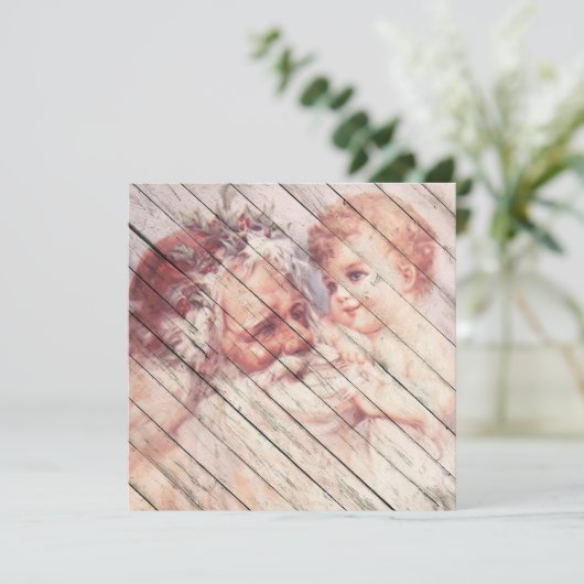 Retro | kerstman met kind feestdagenkaart (Staand voorkant)