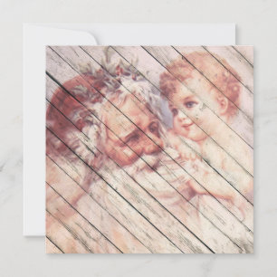 Retro    kerstman met kind feestdagenkaart