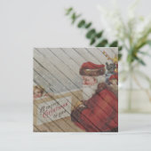 Retro | kerstman met kind feestdagenkaart (Staand voorkant)