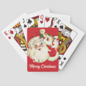Retro  Kerstman met Rudolf Kerstfeestdag Pokerkaarten (Achterkant)