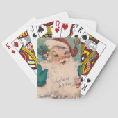 Retro  kerstman met snoepriet pokerkaarten (Achterkant)