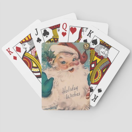 Retro  kerstman met snoepriet pokerkaarten (Achterkant)
