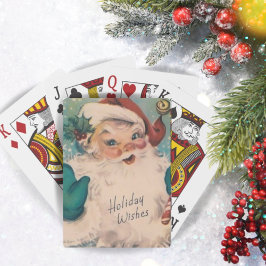 Retro  kerstman met snoepriet pokerkaarten