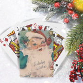 Retro  kerstman met snoepriet pokerkaarten