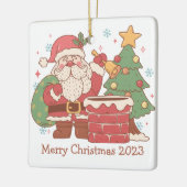 Retro Kerstman met speelgoed Kerstmis Ornament (Links)