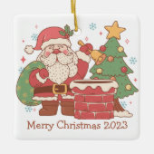 Retro Kerstman met speelgoed Kerstmis Ornament (Voorkant)