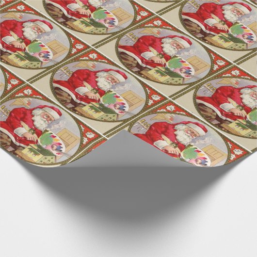 Retro kerstman met zijn verf in Kerstmis Cadeaupapier (Hoek)