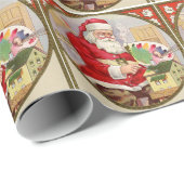 Retro kerstman met zijn verf in Kerstmis Cadeaupapier (Rol Hoek)