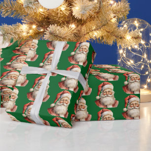 Retro Kerstman Patroon Cadeaupapier