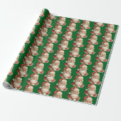 Retro Kerstman Patroon Cadeaupapier (Uitgerold)