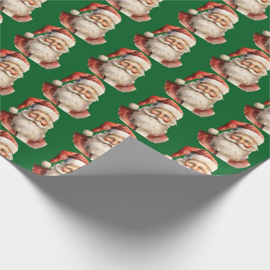 Retro Kerstman Patroon Cadeaupapier (Hoek)