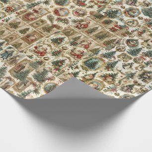 Retro Kerstman Patroon Vintage Victoriaanse Kers Cadeaupapier