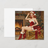 Retro Kerstman Pin-up Kunst Kaart (Voorkant / Achterkant)